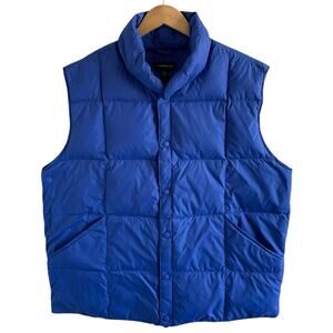 Lands' End Mens Down Puffer Vest Snap Front Pockets Blue L 42-44 Outdoor Hunting